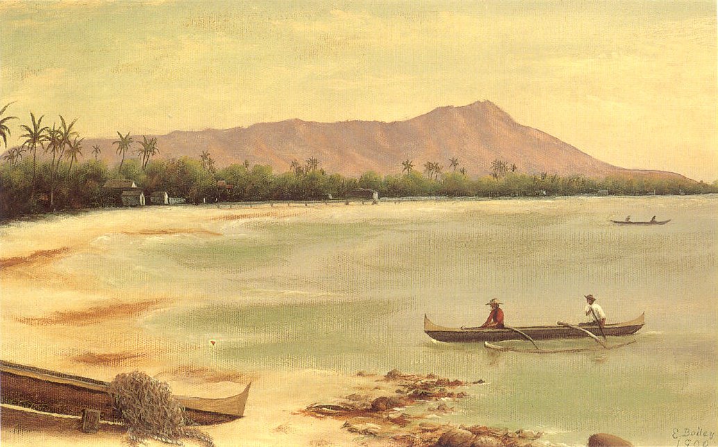 “Canoes at Diamond Head,” 1890