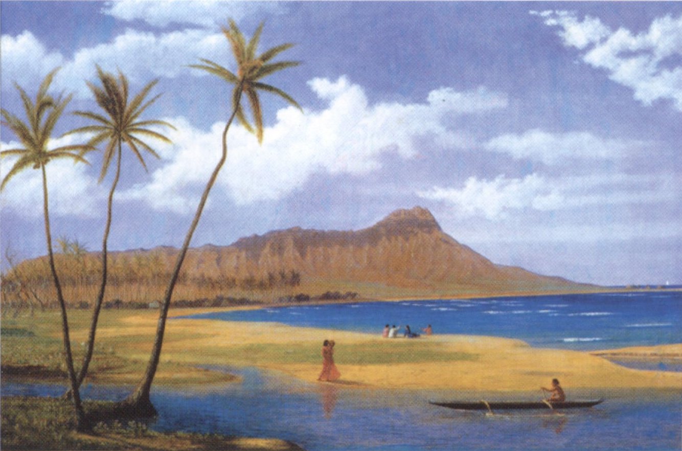 “Diamond Head from Waikīkī,” oil painting, c. 1865